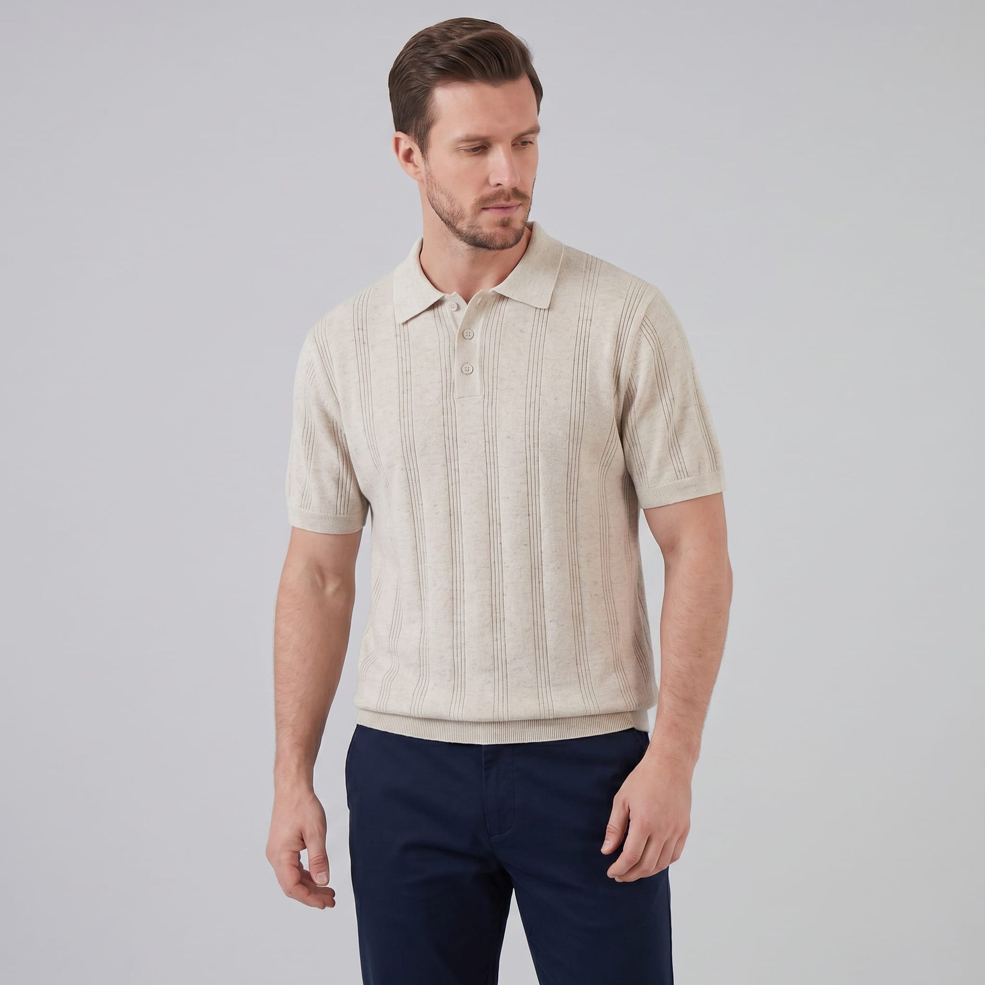Adler Vertical Stripe Knit Polo