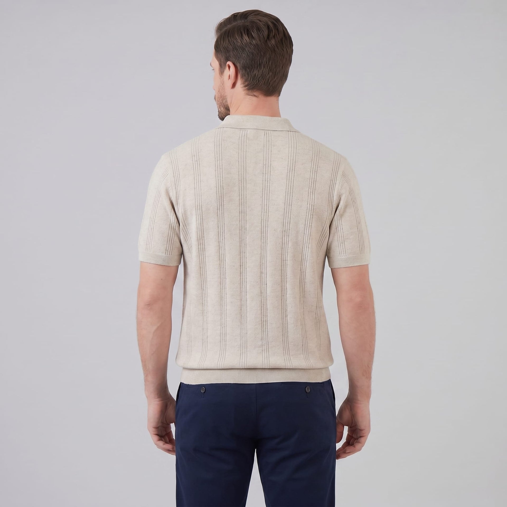 Adler Vertical Stripe Knit Polo
