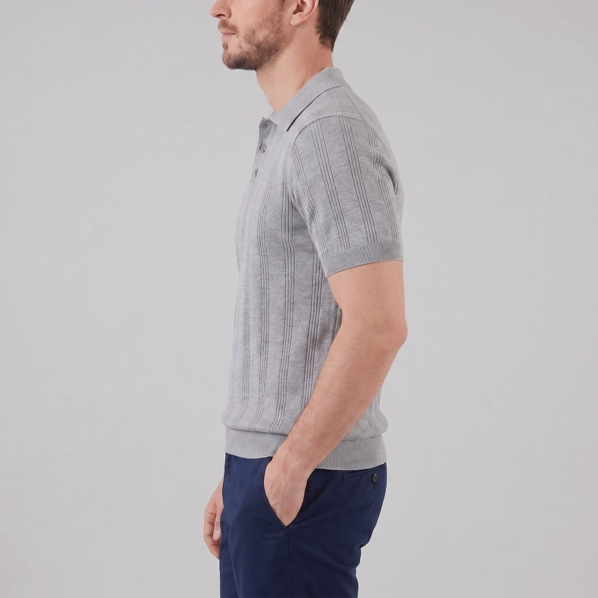 Adler Vertical Stripe Knit Polo