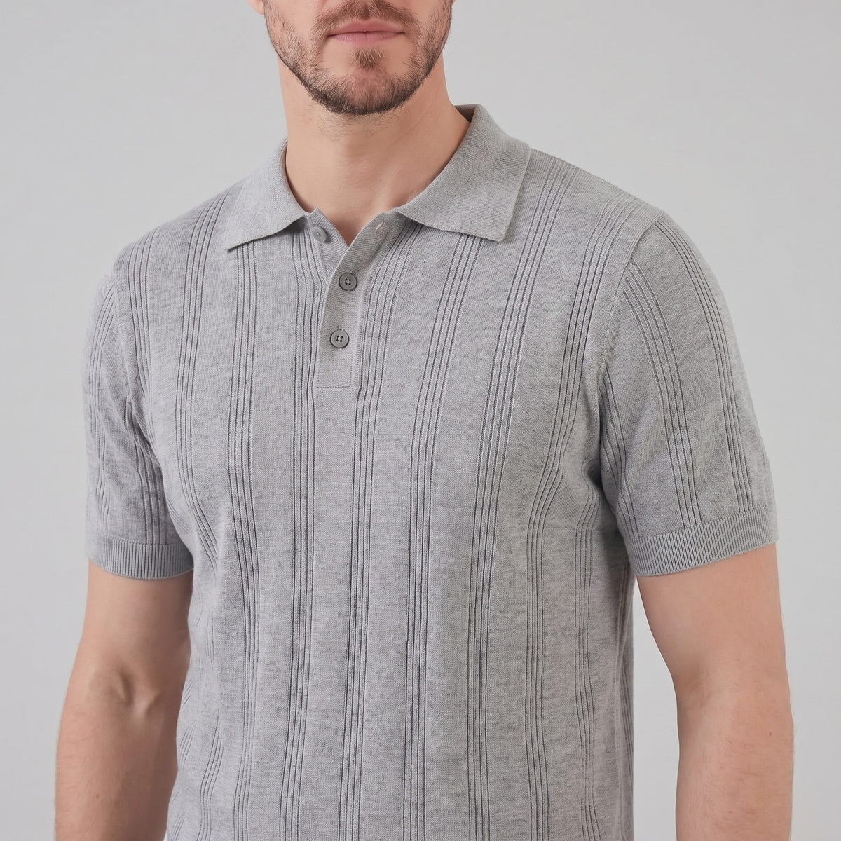 Adler Vertical Stripe Knit Polo