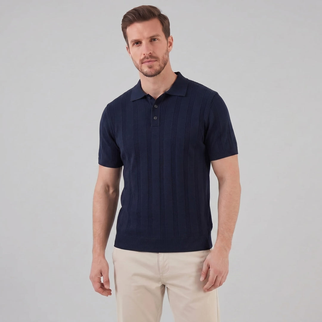 Adler Vertical Stripe Knit Polo