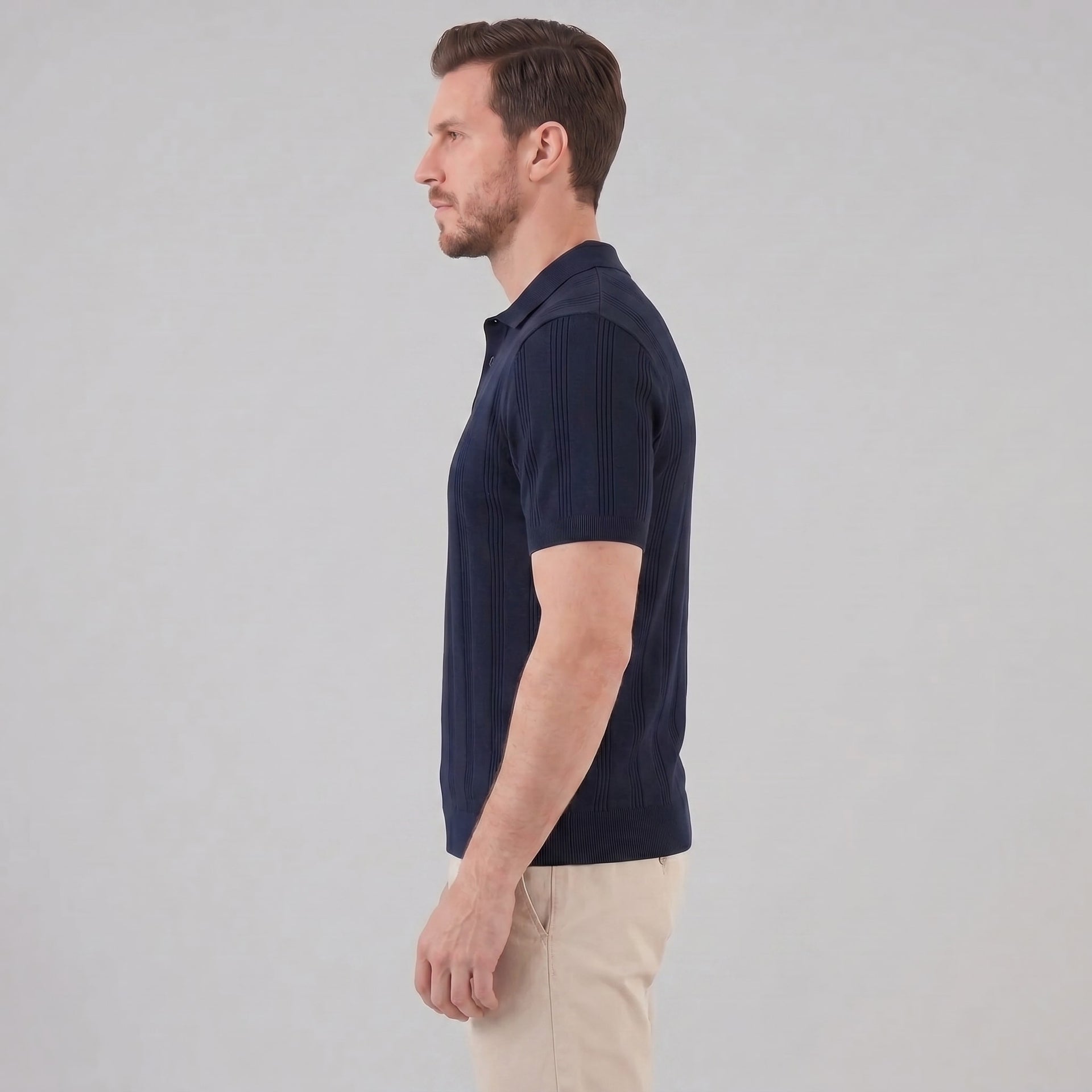 Adler Vertical Stripe Knit Polo