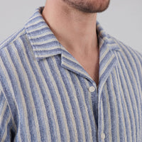 Orion Striped Knit Camp Collar Shirt