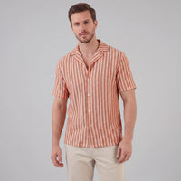 Orion Striped Knit Camp Collar Shirt