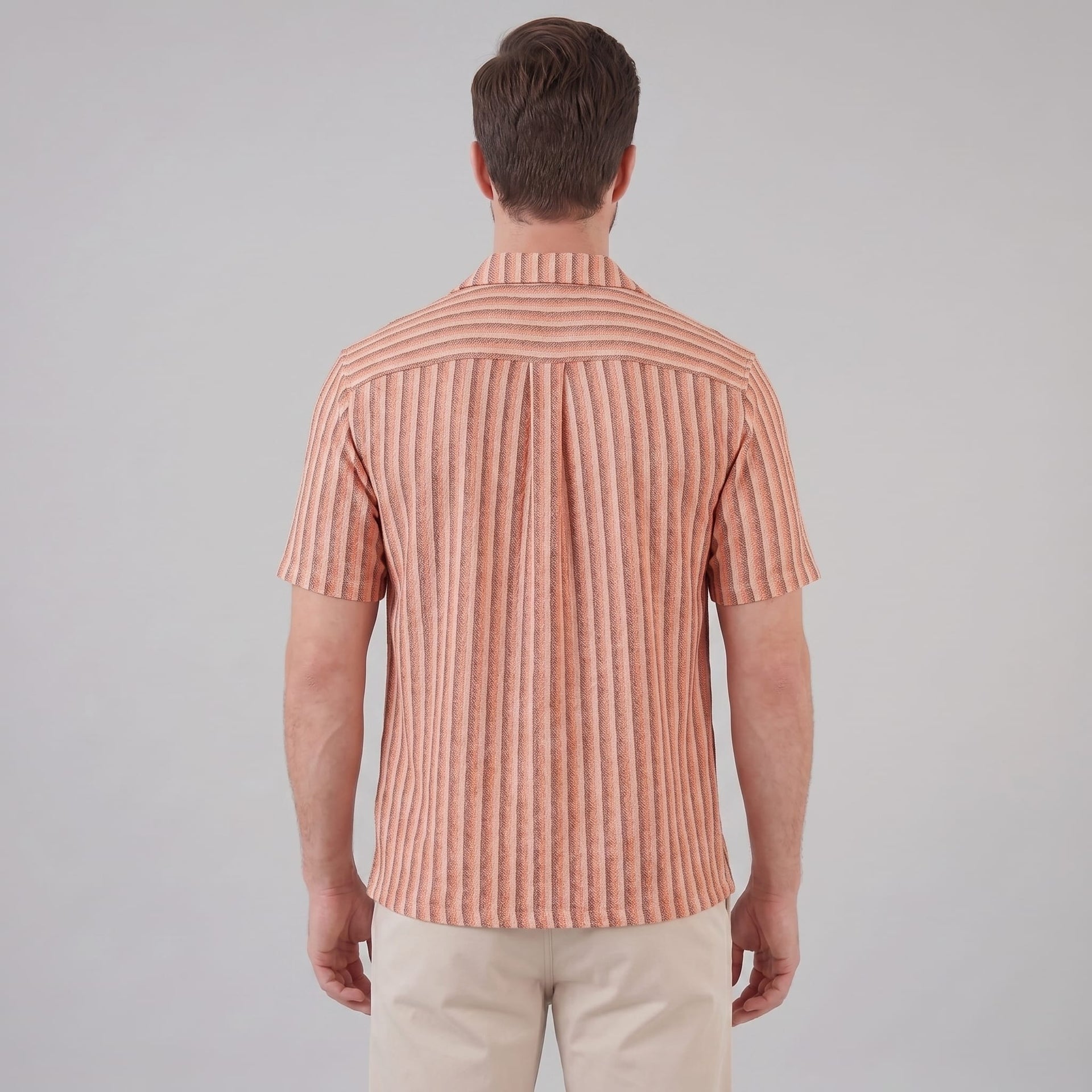 Orion Striped Knit Camp Collar Shirt