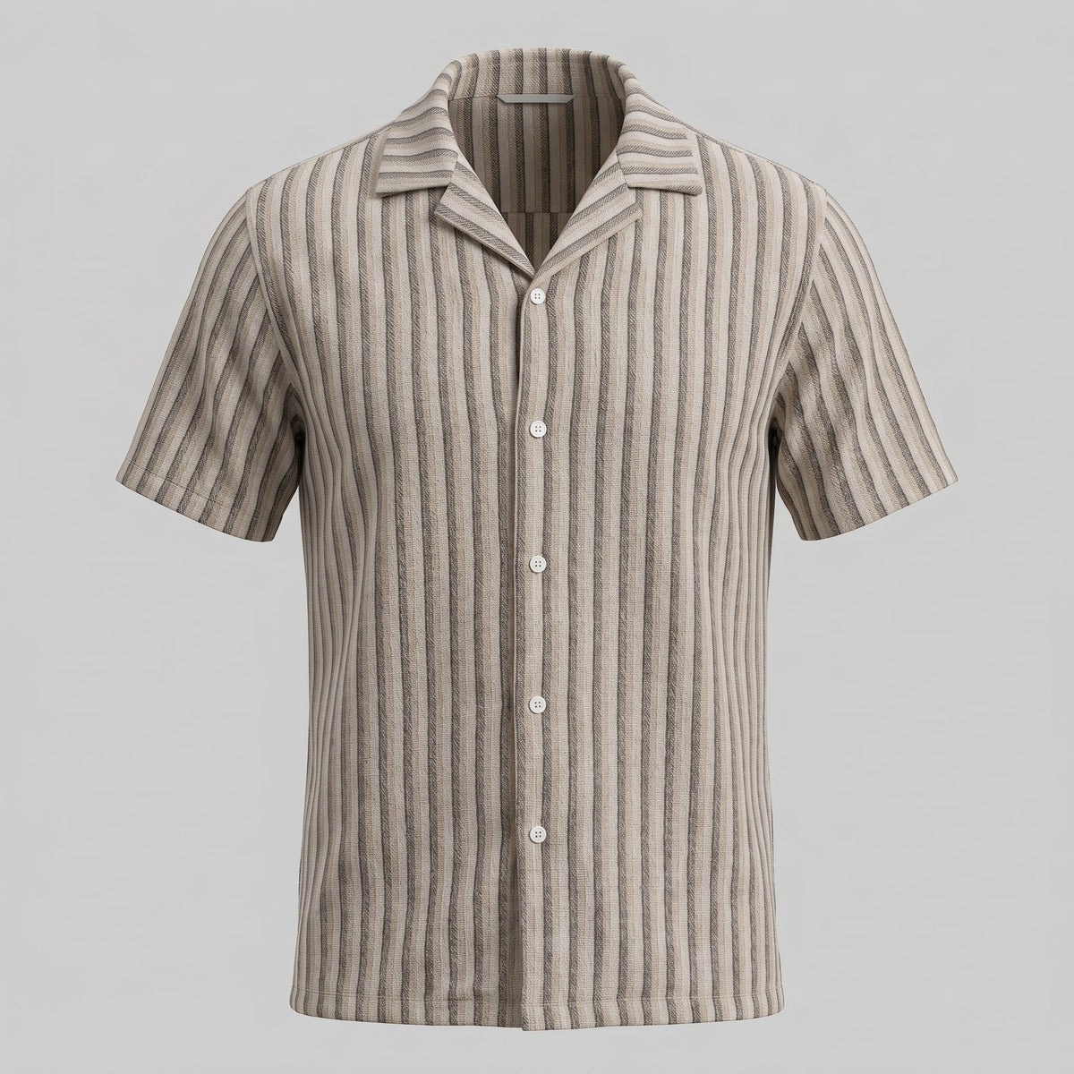 Orion Striped Knit Camp Collar Shirt