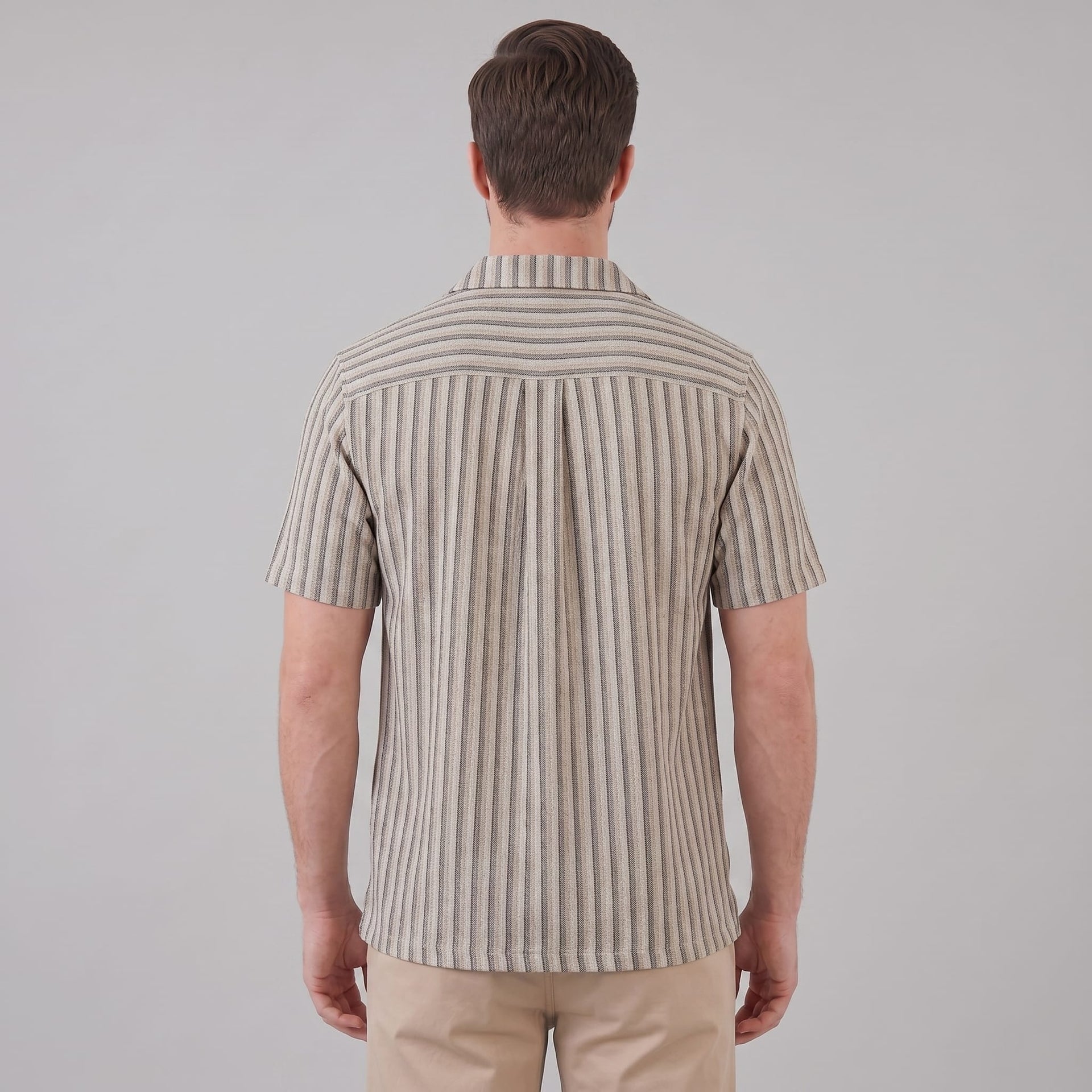 Orion Striped Knit Camp Collar Shirt