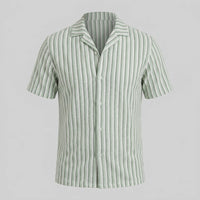 Orion Striped Knit Camp Collar Shirt