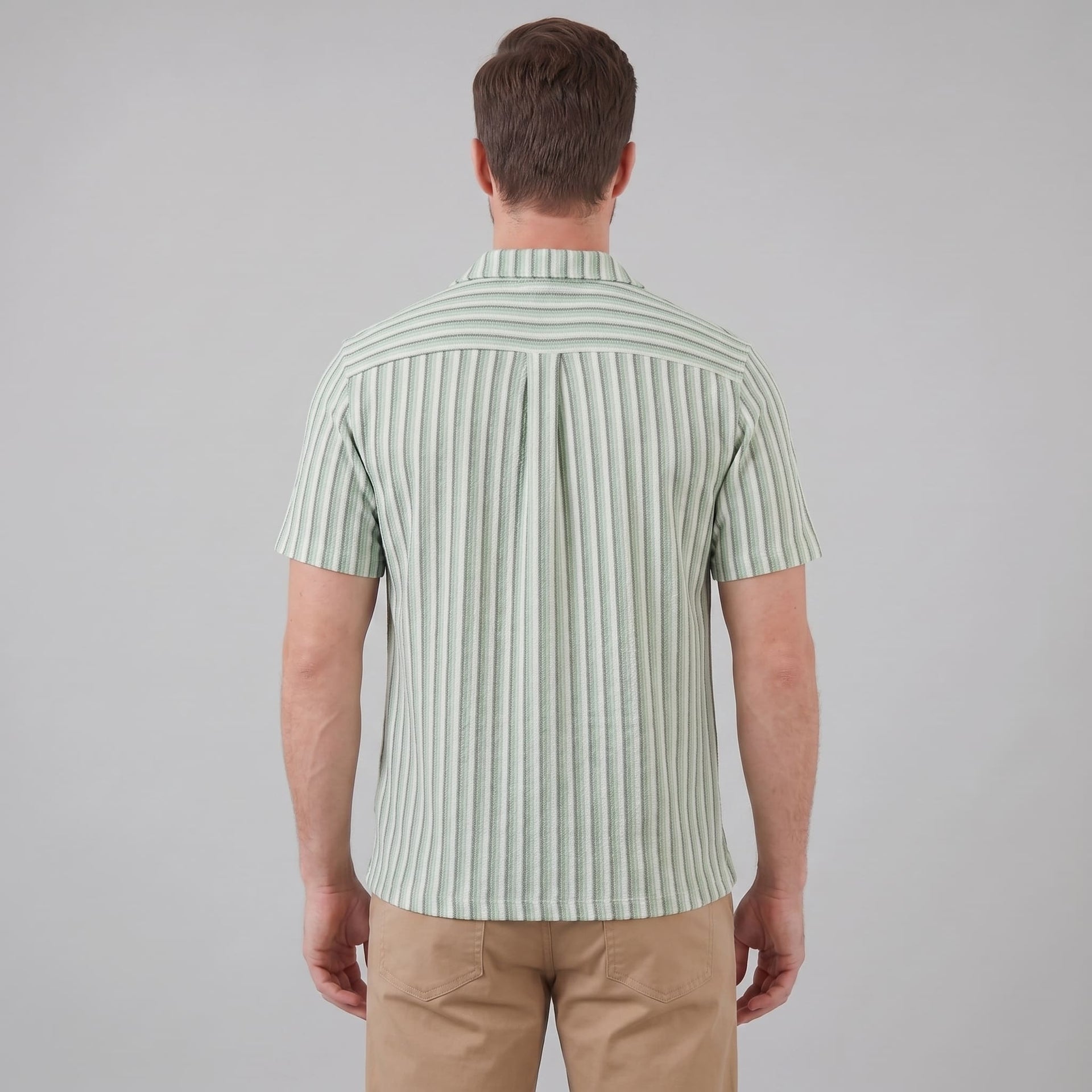 Orion Striped Knit Camp Collar Shirt