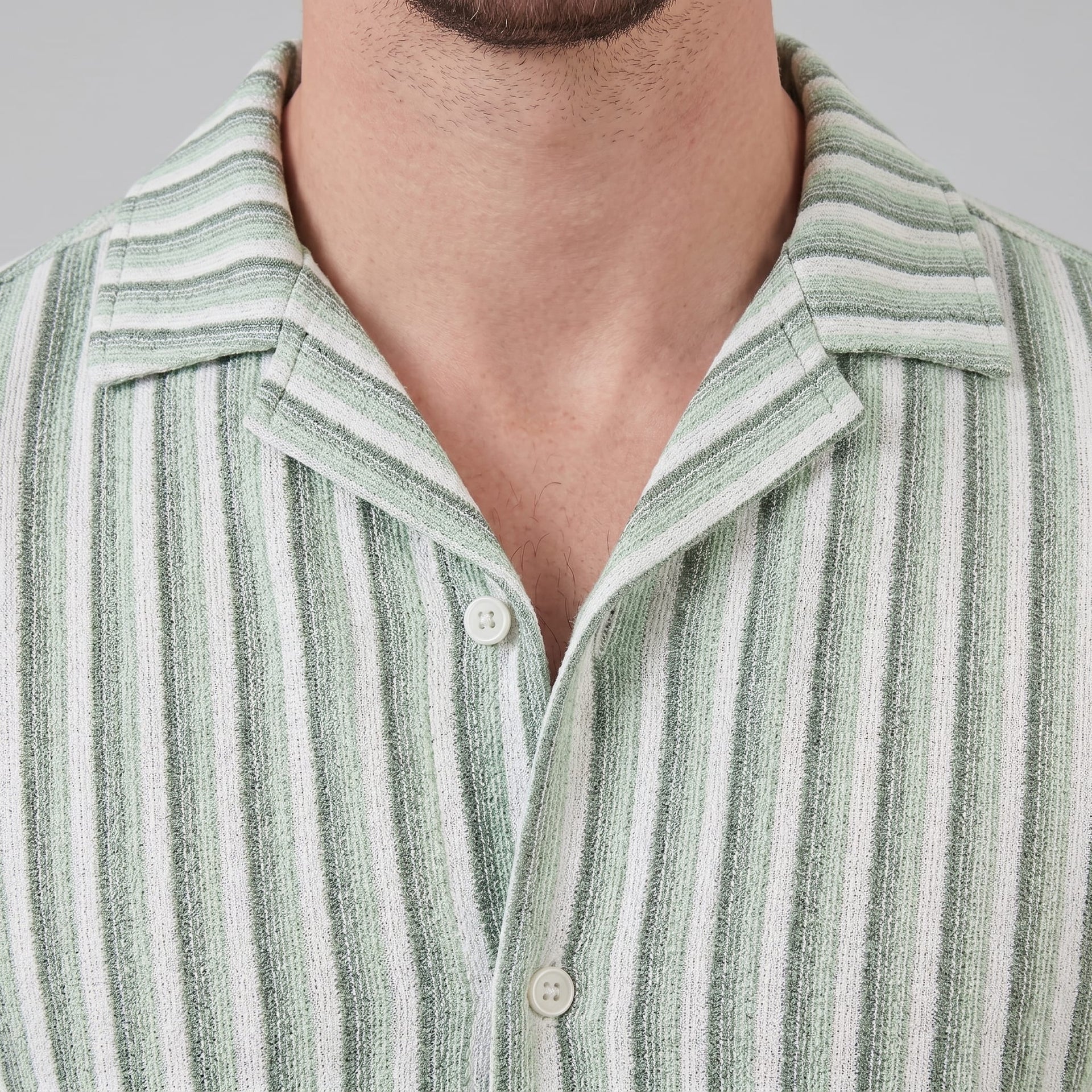Orion Striped Knit Camp Collar Shirt