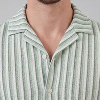 Orion Striped Knit Camp Collar Shirt