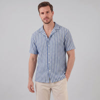 Orion Striped Knit Camp Collar Shirt