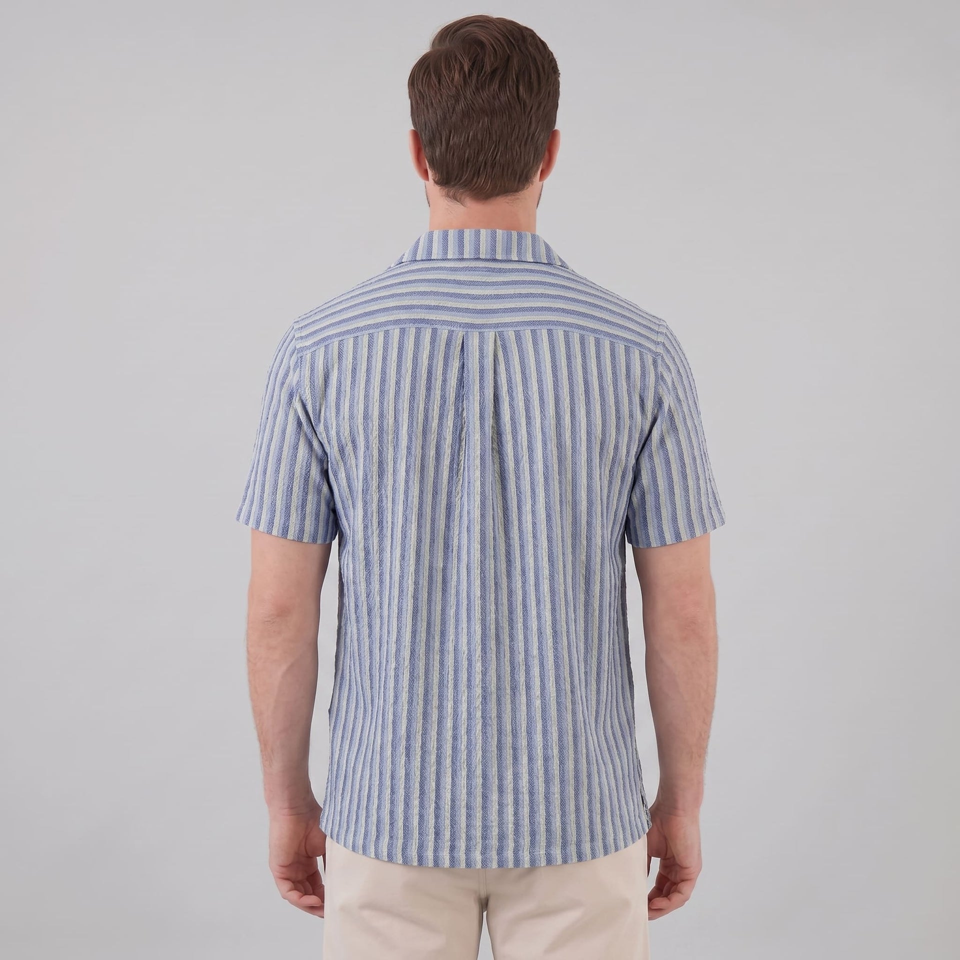Orion Striped Knit Camp Collar Shirt