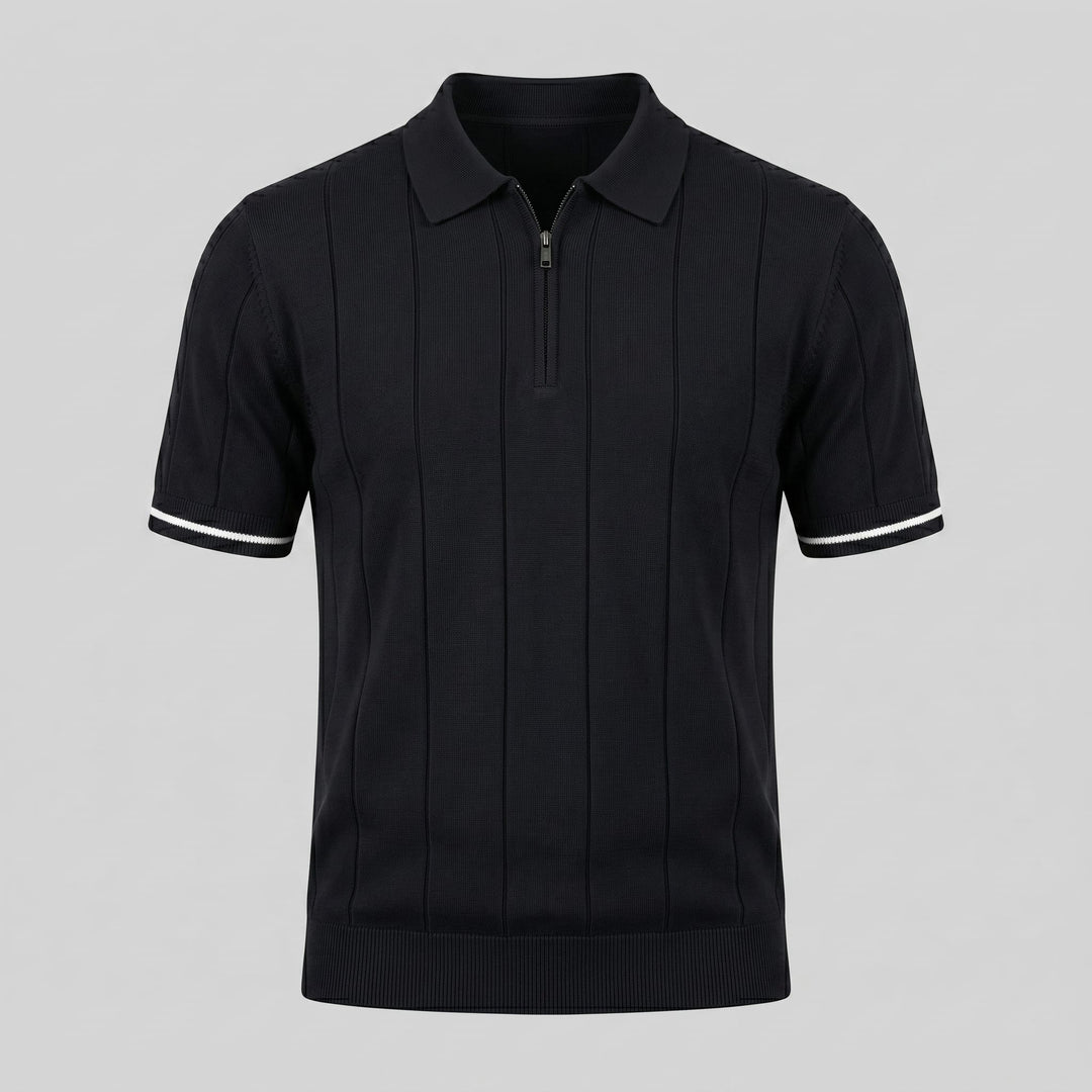 Ansel Ribbed Quarter Zip Polo