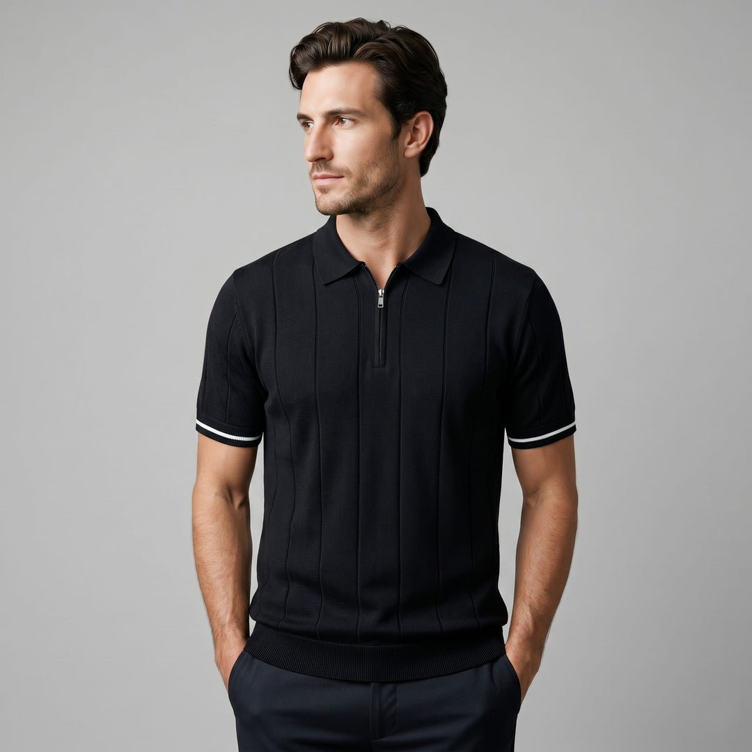 Ansel Ribbed Quarter Zip Polo