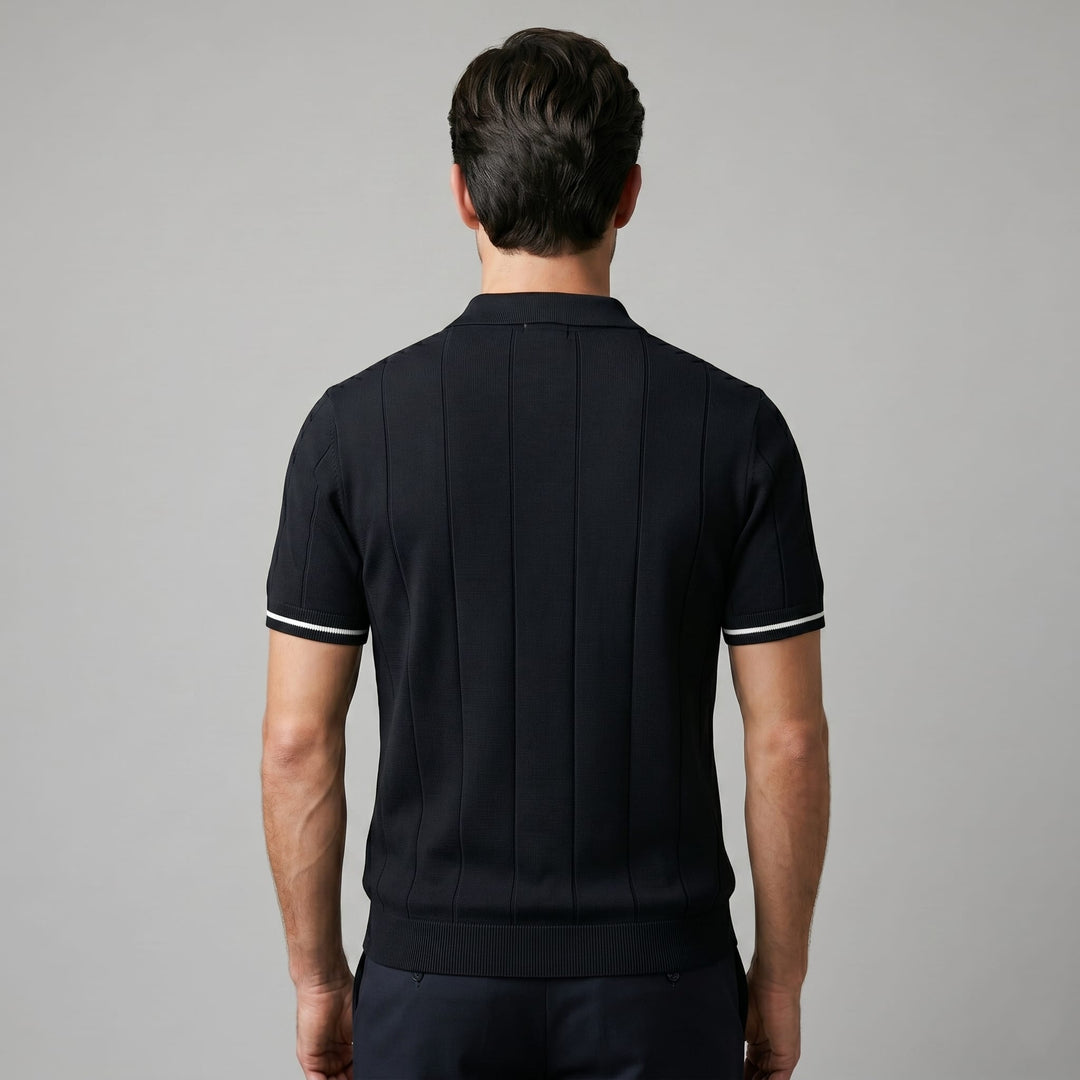 Ansel Ribbed Quarter Zip Polo