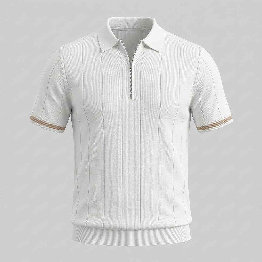Ansel Ribbed Quarter Zip Polo