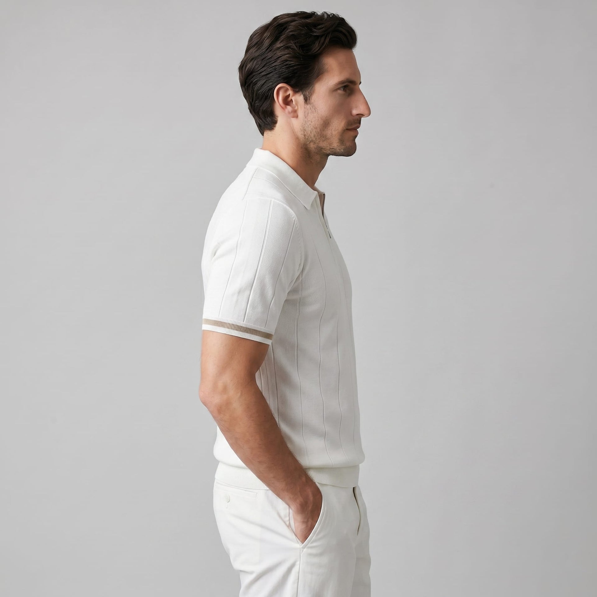 Ansel Ribbed Quarter Zip Polo