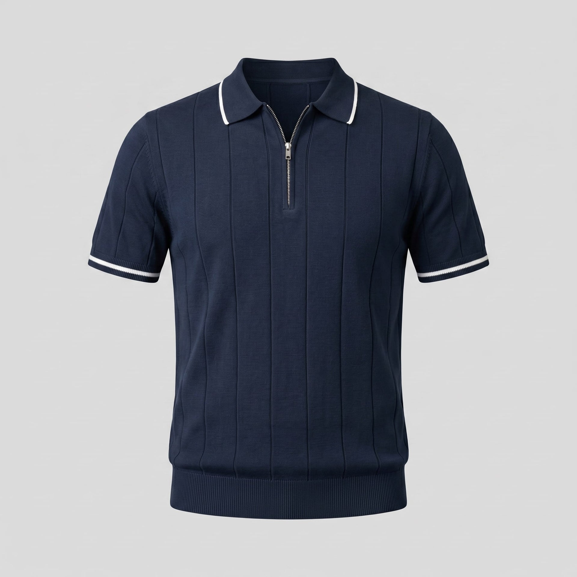 Ansel Ribbed Quarter Zip Polo