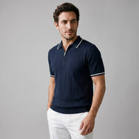 Ansel Ribbed Quarter Zip Polo