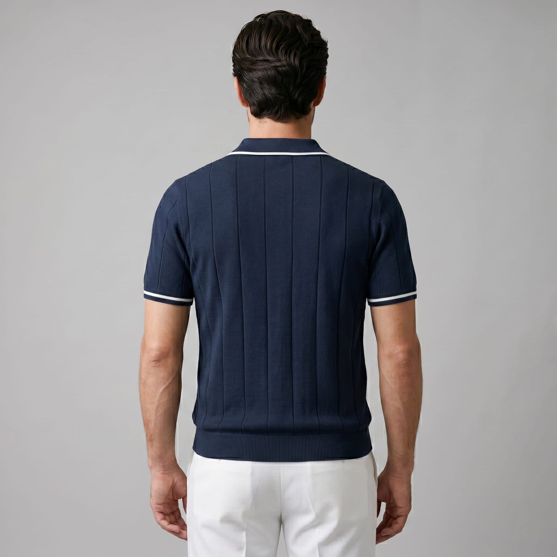 Ansel Ribbed Quarter Zip Polo