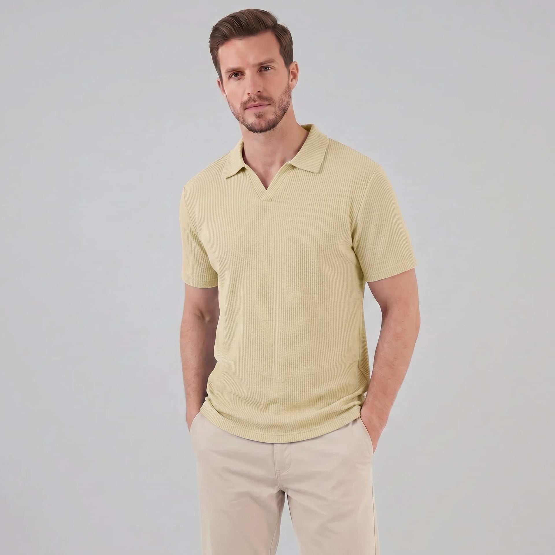 Archer Open Collar Ribbed Polo
