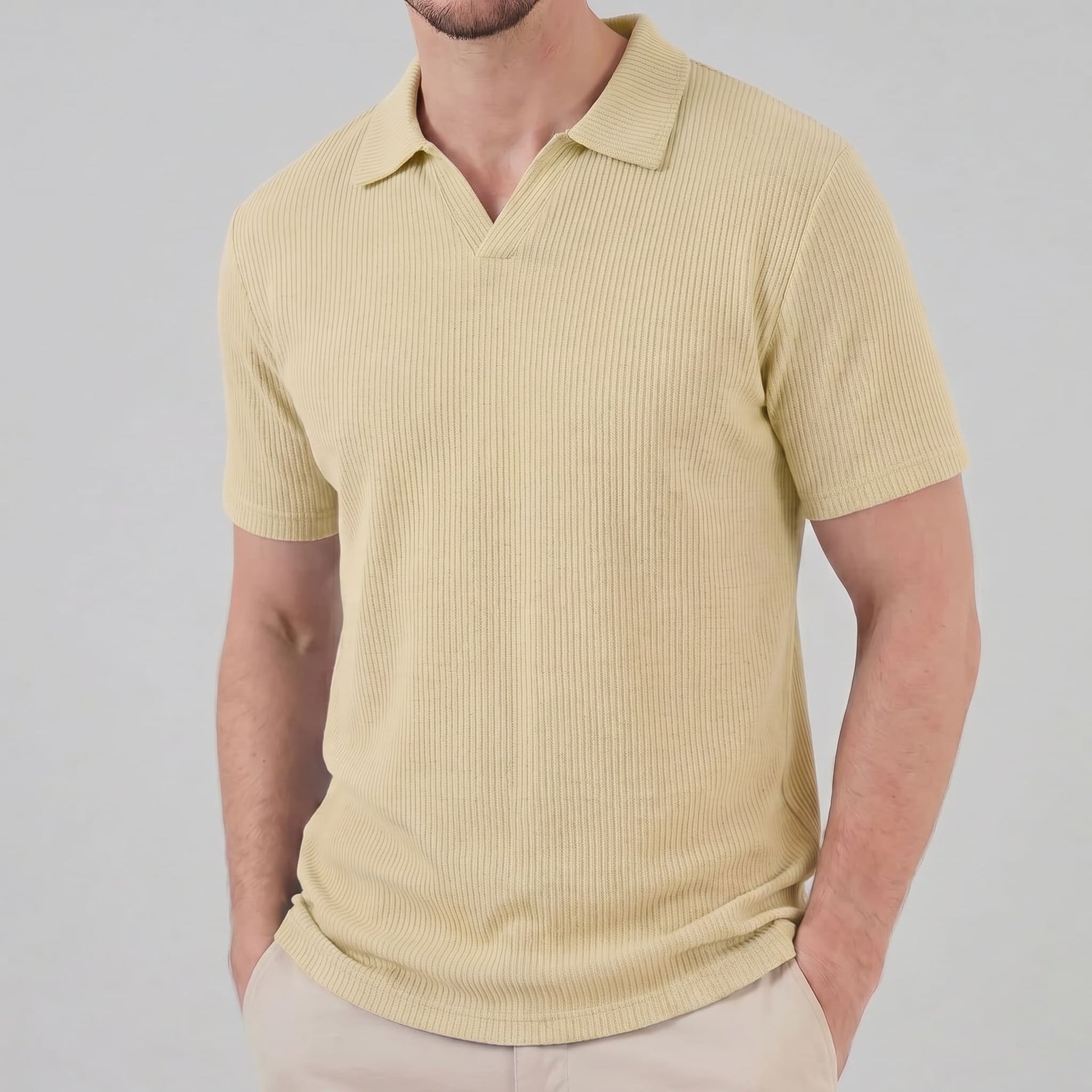 Archer Open Collar Ribbed Polo