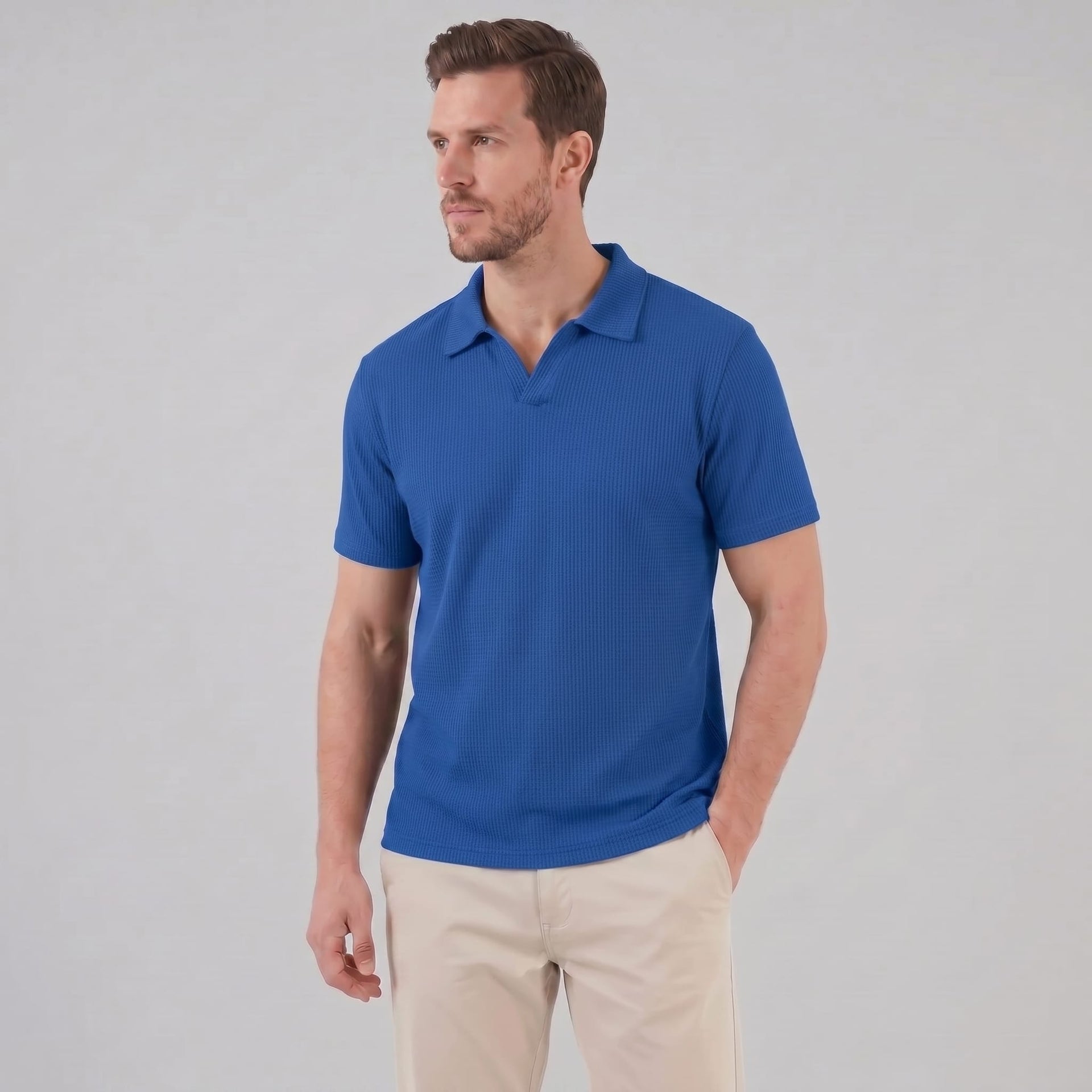 Archer Open Collar Ribbed Polo