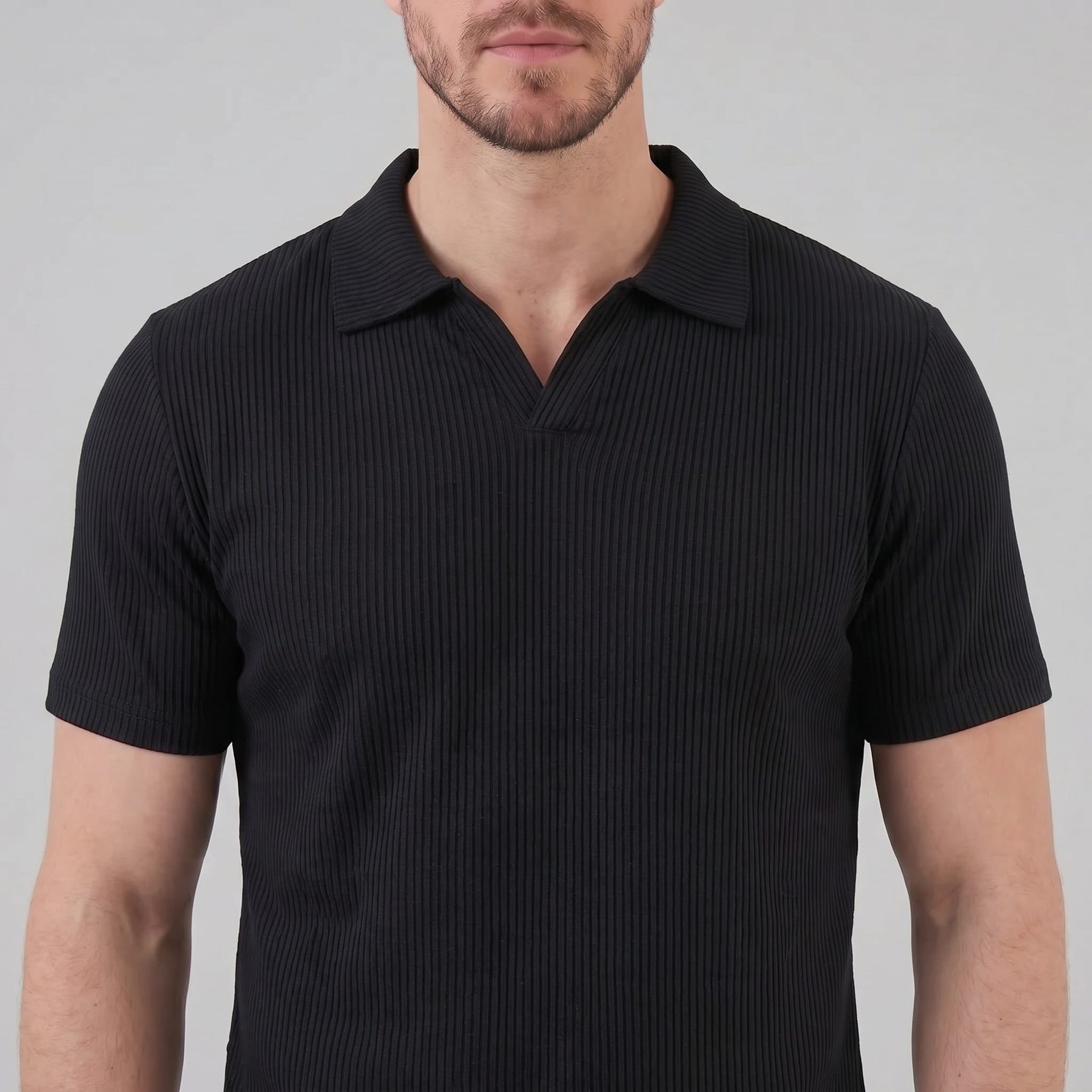 Archer Open Collar Ribbed Polo