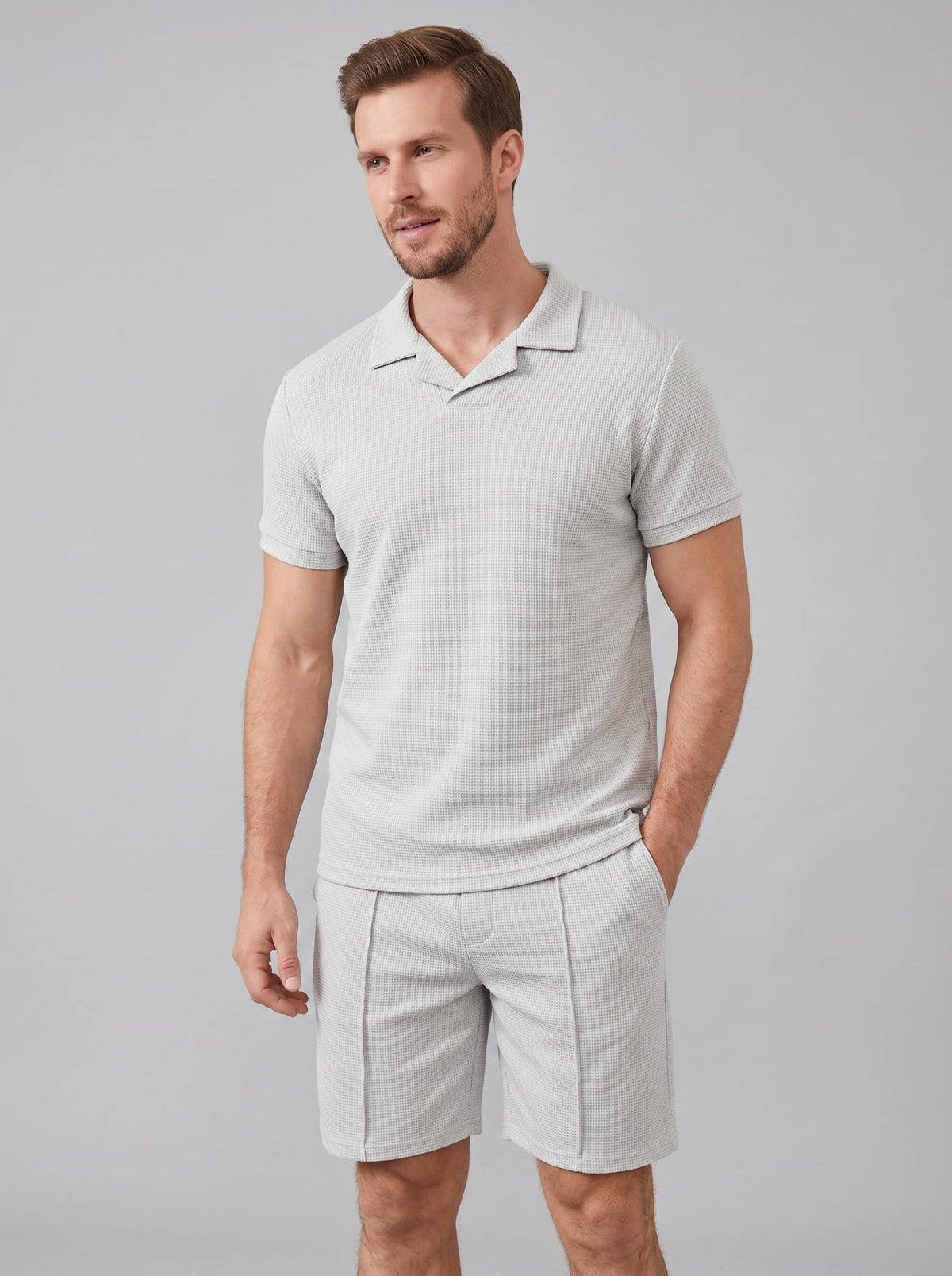 Dylan Waffle Knit Polo and Shorts Set