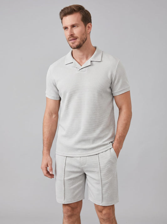 Dylan Waffle Knit Polo and Shorts Set_1