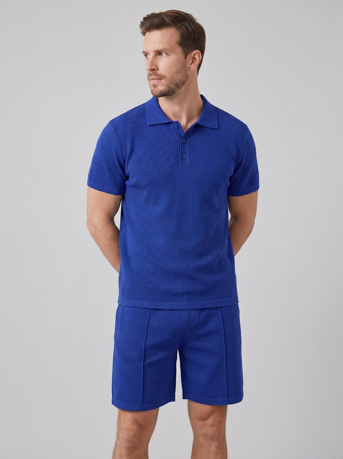 Dylan Waffle Knit Polo and Shorts Set_12