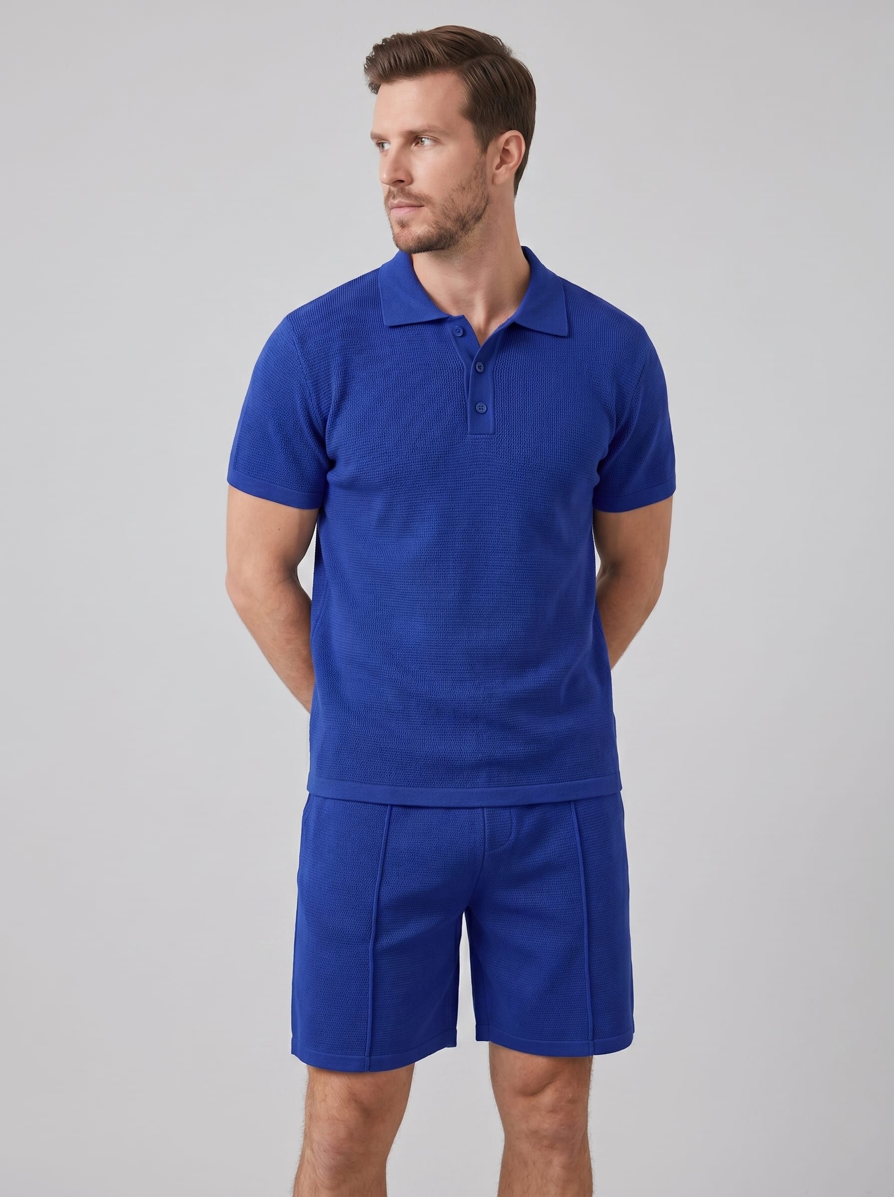 Dylan Waffle Knit Polo and Shorts Set
