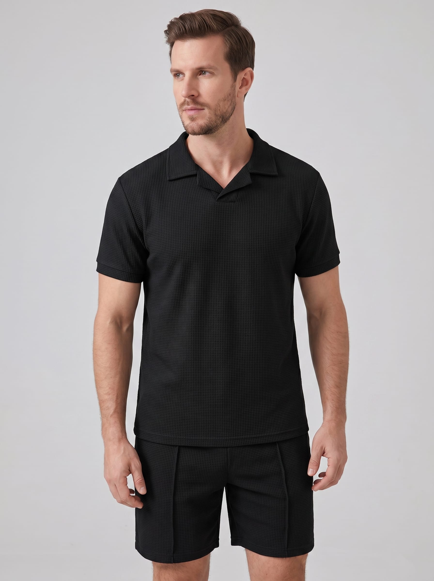 Dylan Waffle Knit Polo and Shorts Set