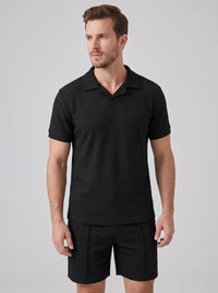 Dylan Waffle Knit Polo and Shorts Set