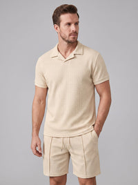 Dylan Waffle Knit Polo and Shorts Set