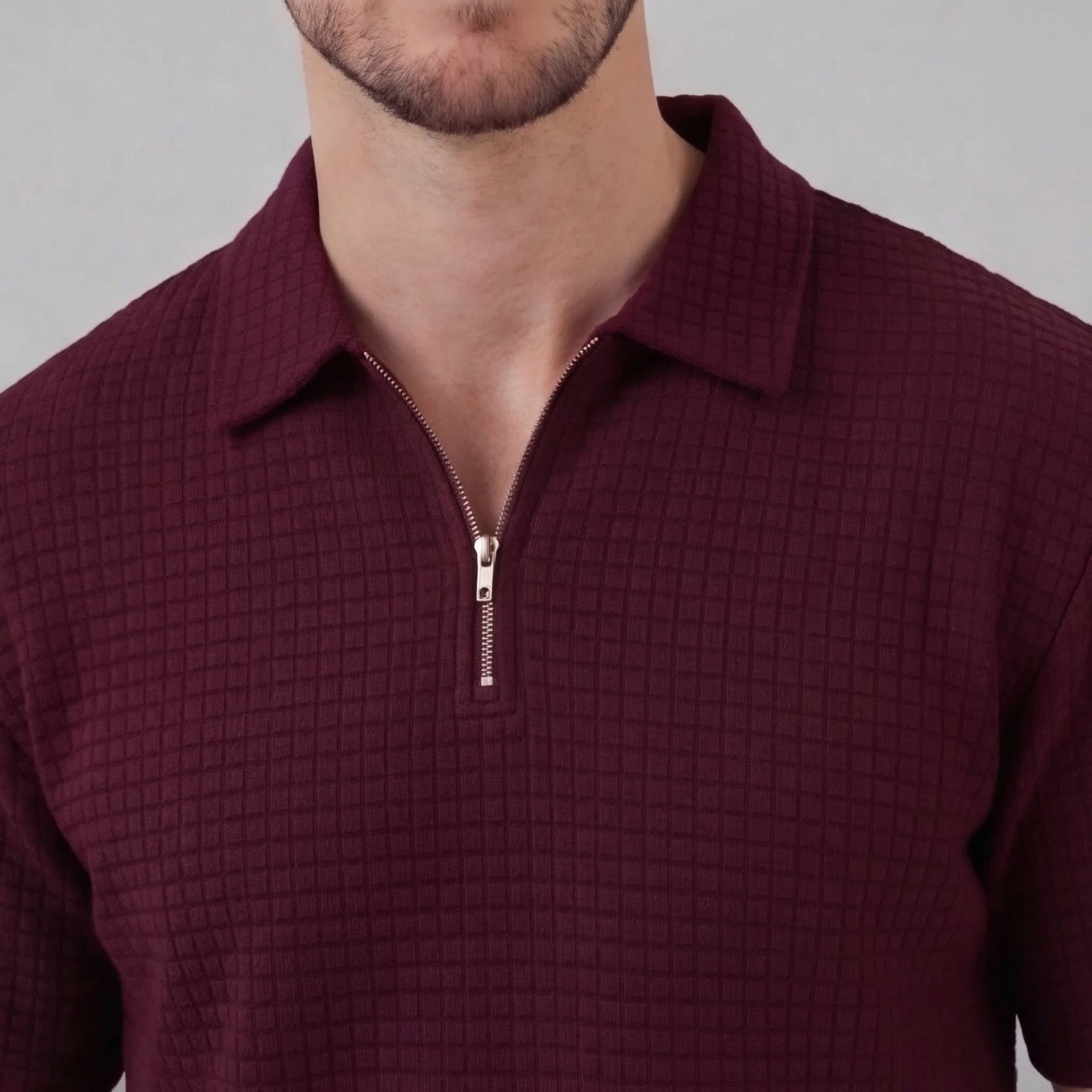 Easton Waffle Knit Half Zip Polo and Shorts Set