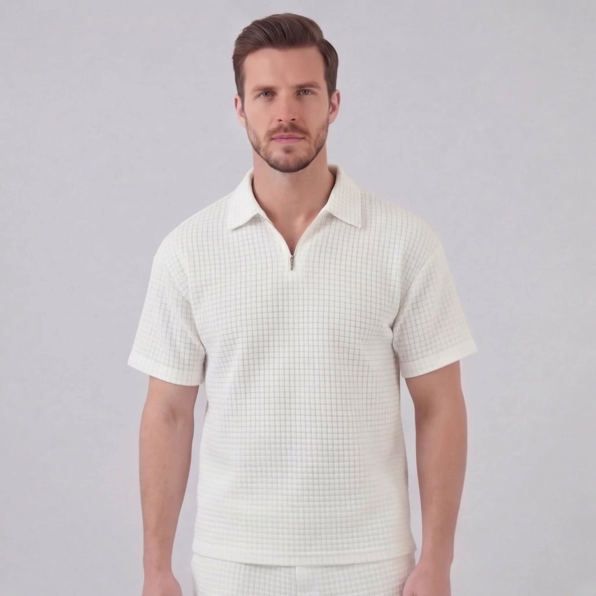 Easton Waffle Knit Half Zip Polo and Shorts Set