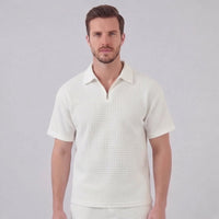 Easton Waffle Knit Half Zip Polo and Shorts Set