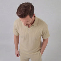 Easton Waffle Knit Half Zip Polo and Shorts Set