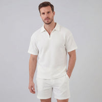 Easton Waffle Knit Half Zip Polo and Shorts Set