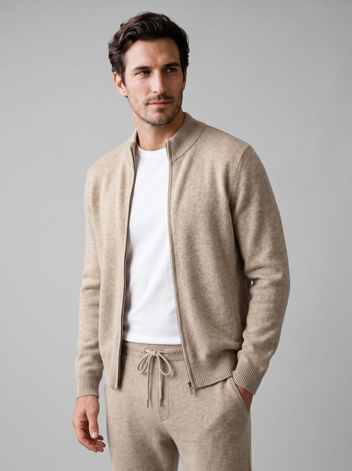 Eli Wool Knit Zip Cardigan and Pants Set_1