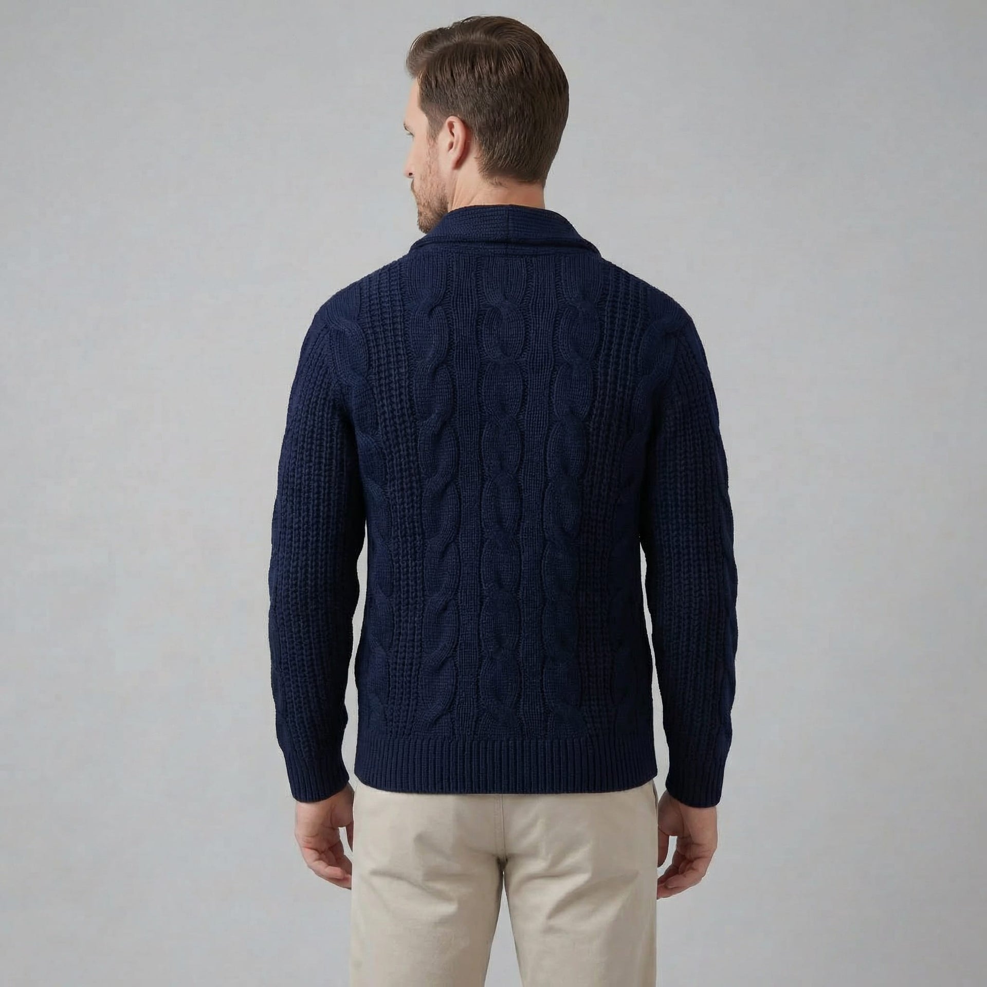 Jefferson Cable Knit Shawl Collar Cardigan