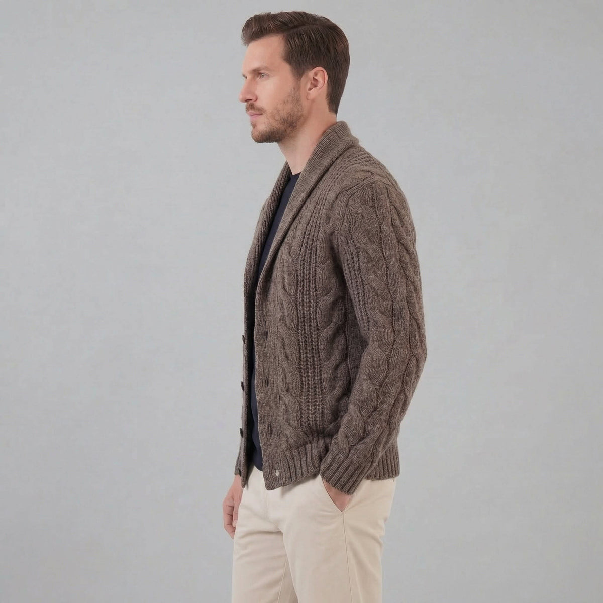 Jefferson Cable Knit Shawl Collar Cardigan_7