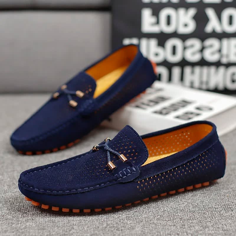 Roman Perforated Slip On Driving Loafers
