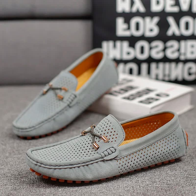 Roman Perforated Slip On Driving Loafers