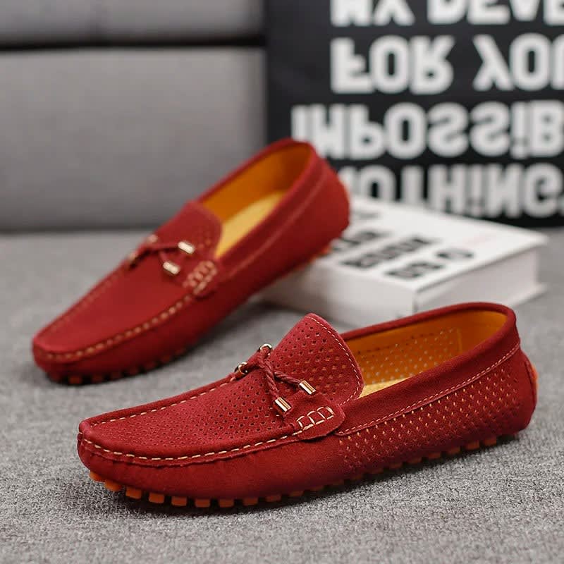 Roman Perforated Slip On Driving Loafers_12