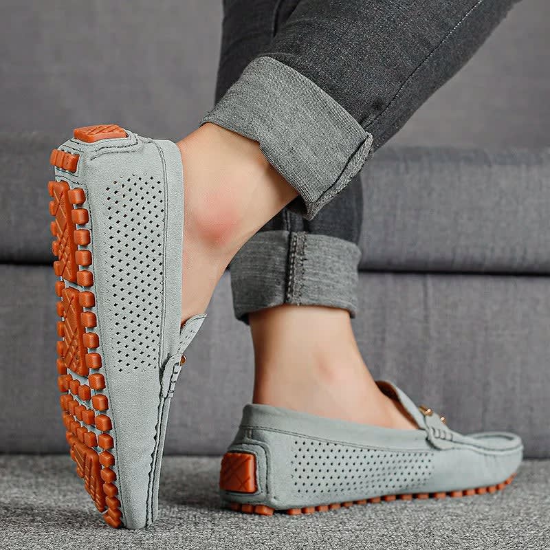 Roman Perforated Slip On Driving Loafers_4
