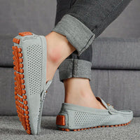 Roman Perforated Slip On Driving Loafers