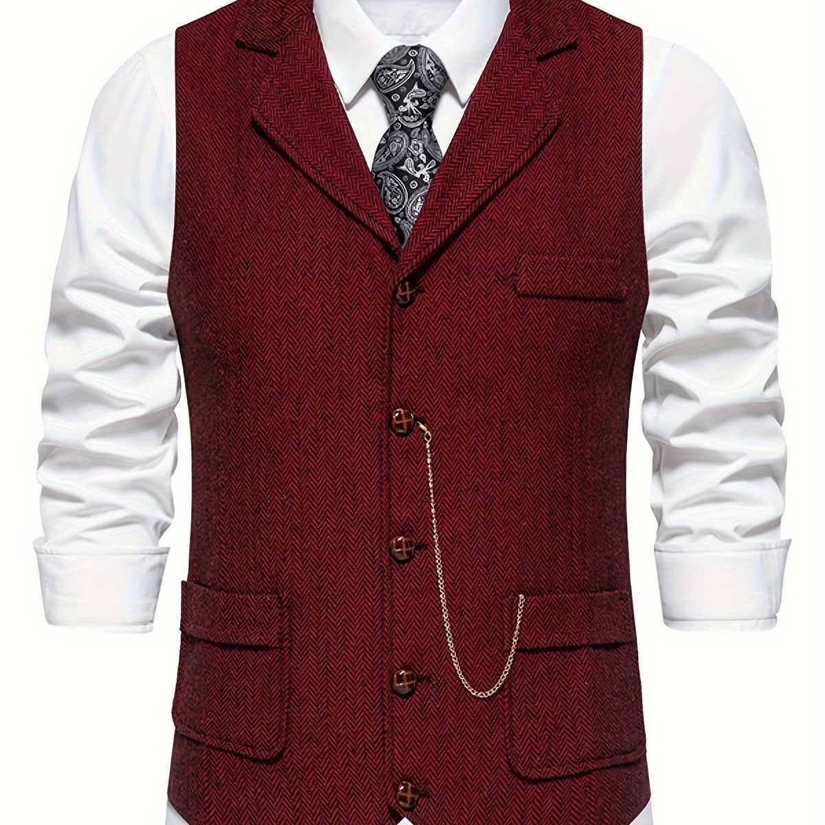 Brian Herringbone Single Breasted Vest_1